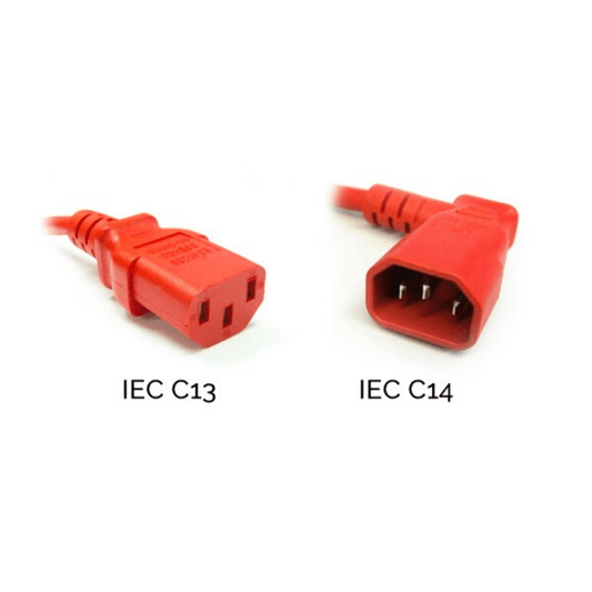 Brinnova 1FT Right Angle IEC60320 C14 to IEC60320 C13 Power Cord, SVT 250V/10A, Red - Brinnova